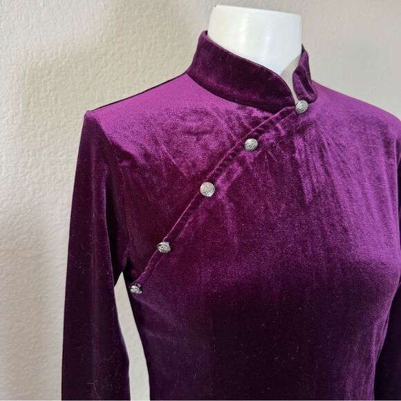 Elegant Babalet Purple Velvet Women's Top M NWT - Picture 2 of 9